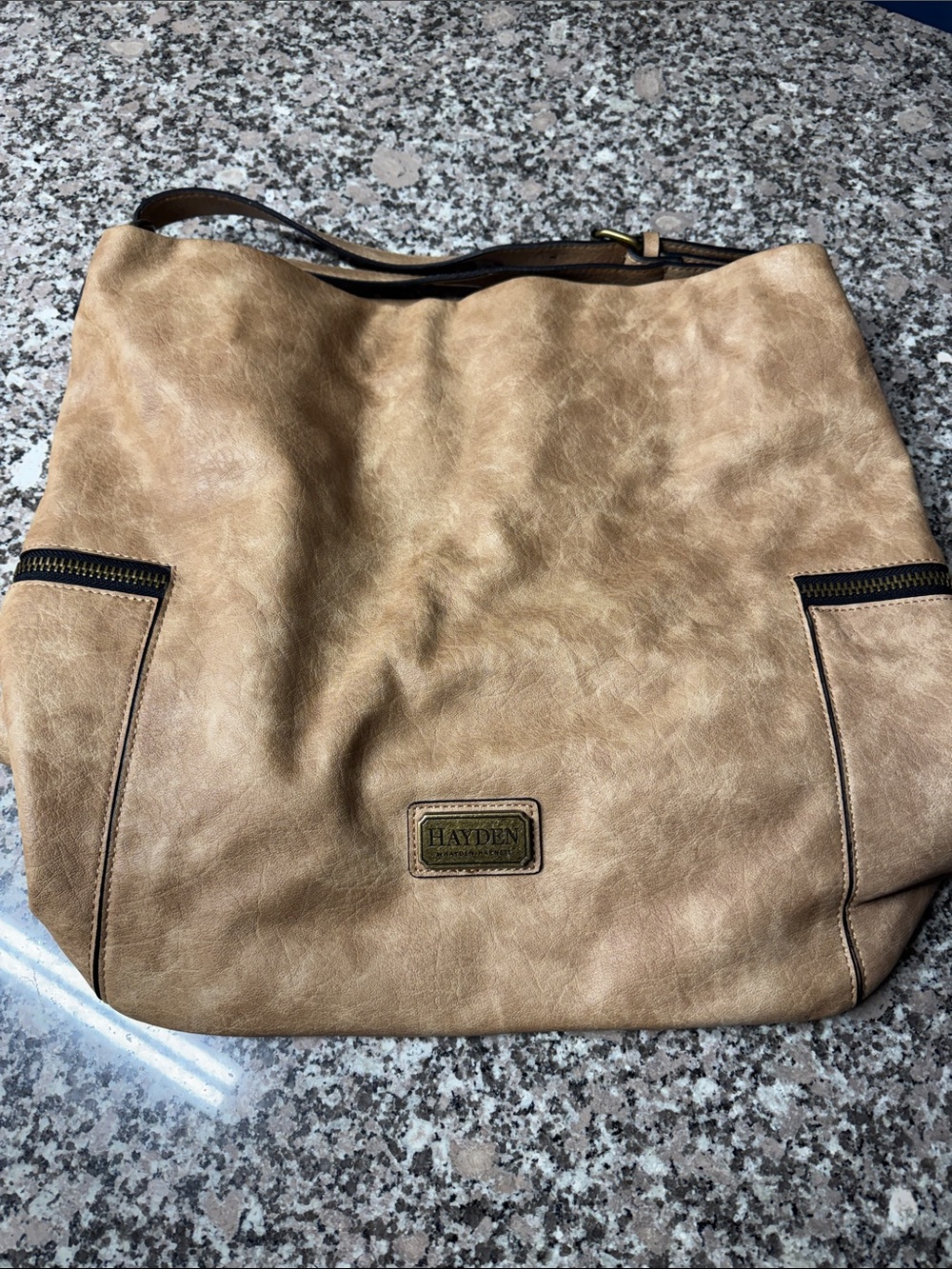 Hayden Tan Faux-Leather Shoulder Hobo Bag